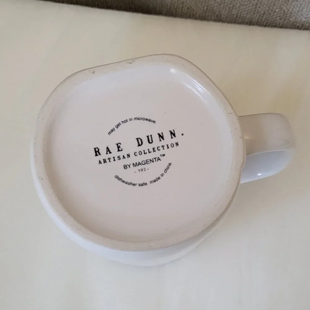 Rae Dunn Mug Glow Up Artisan Collection Ivory White Matte Coffee Cup